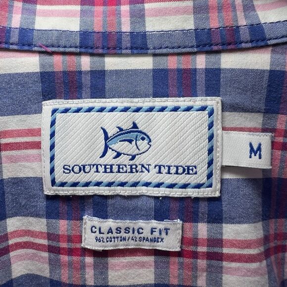 Southern Tide Classic Fit Button Down Shirt Mens Size Medium Blue Pink Plaid LS - Picture 8 of 11